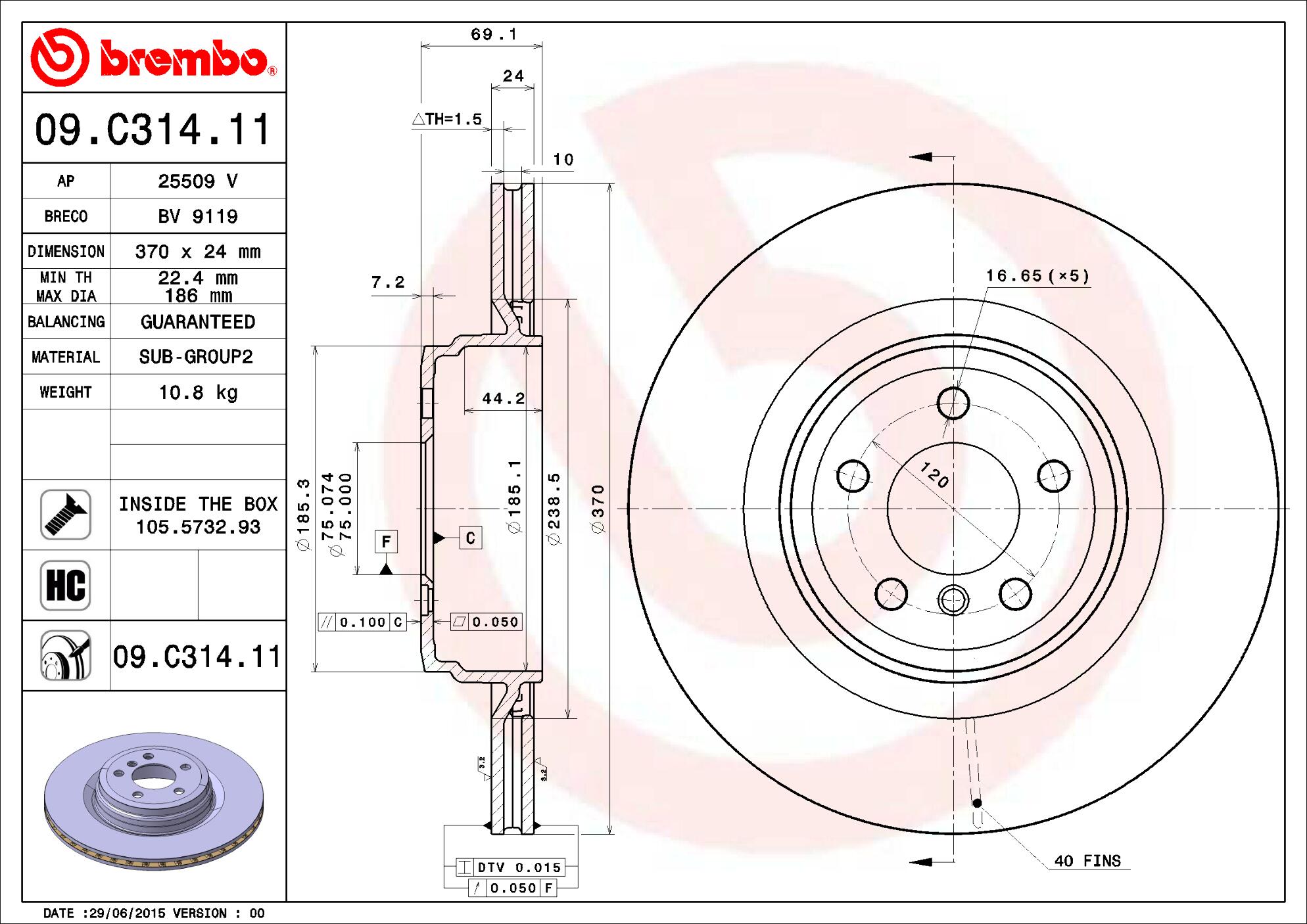 BMW Brembo Disc Brake Rotor - Rear (370mm) 34216775291